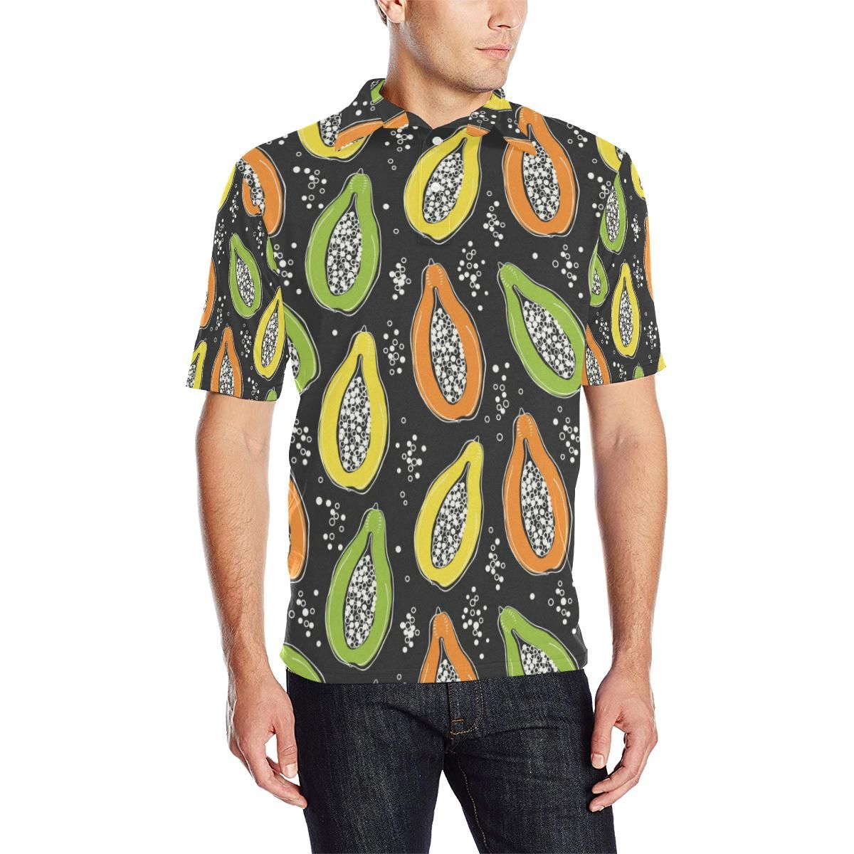 Papaya Pattern Print Design Pp05 Men Polo Shirt Papaya Pattern Print Design Pp05 Men Polo Shirt