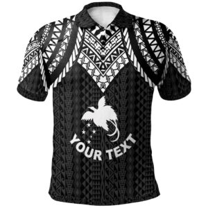 Papua New Guinea Custom Personalised Polo Shirt - Polynesian Armor Style Black - BN39