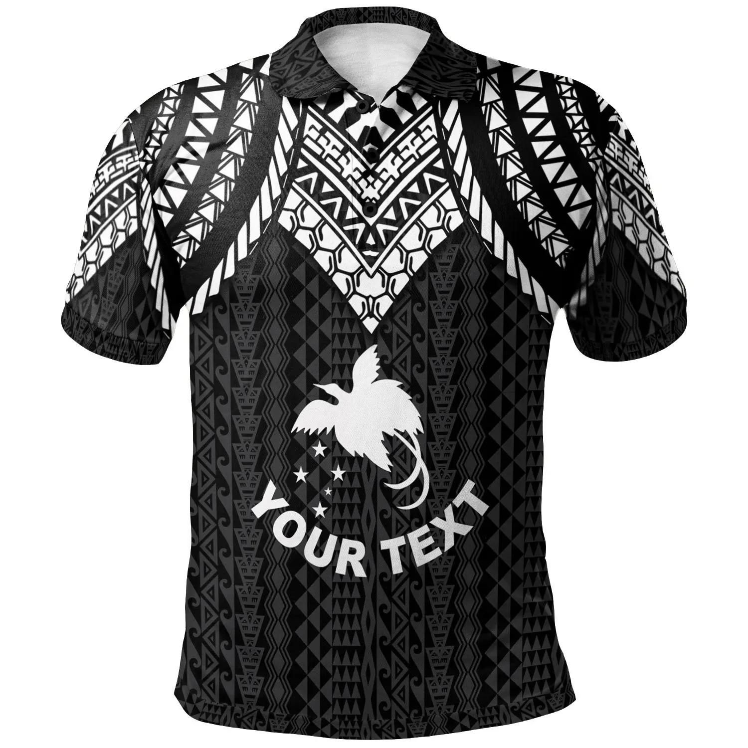 Papua New Guinea Custom Personalised Polo Shirt - Polynesian Armor Style Black - BN39 Papua New Guinea Custom Personalised Polo Shirt - Polynesian Armor Style Black - BN39
