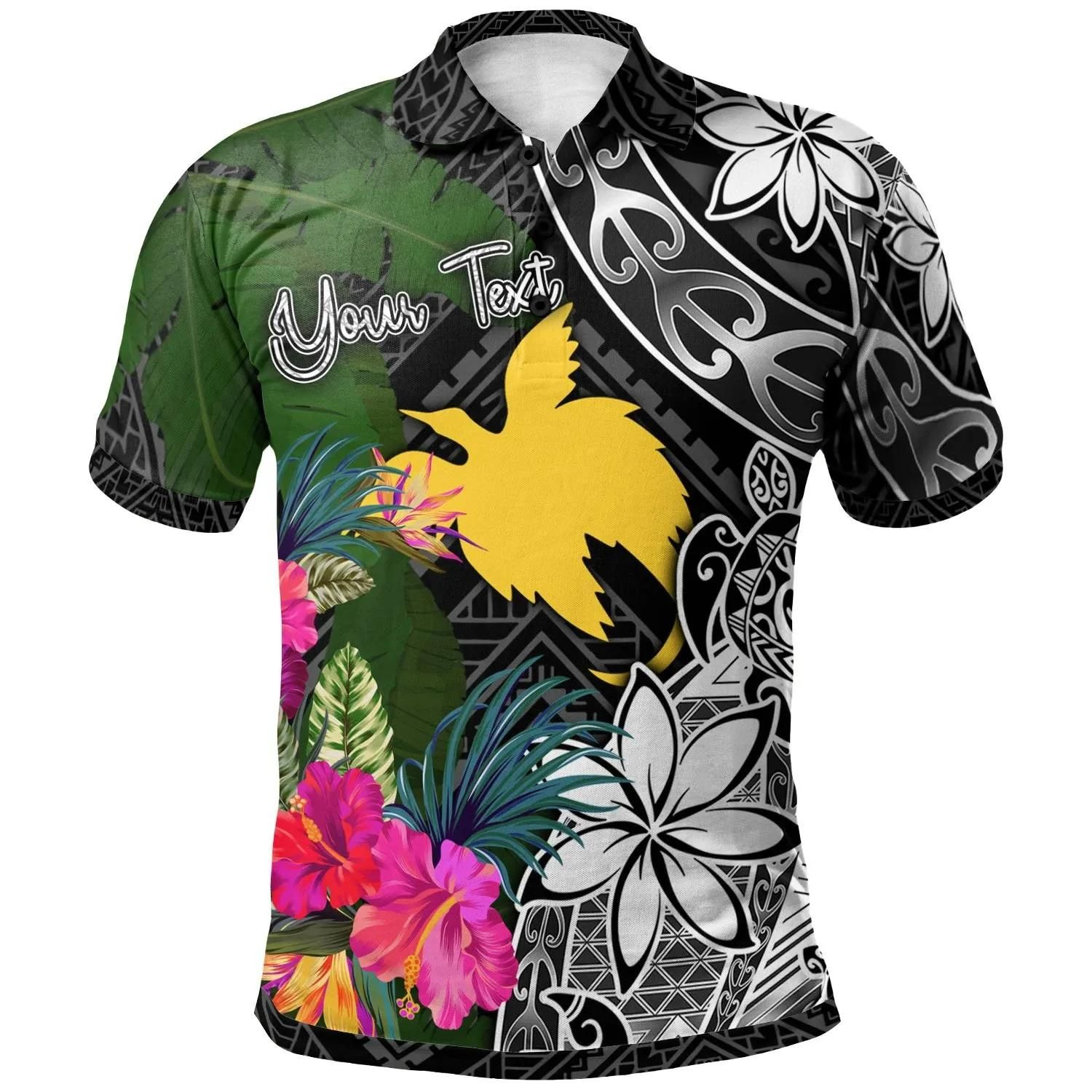 Papua New Guinea Custom Personalised Polo Shirt - Turtle Plumeria Banana Leaf - BN11 Papua New Guinea Custom Personalised Polo Shirt - Turtle Plumeria Banana Leaf - BN11