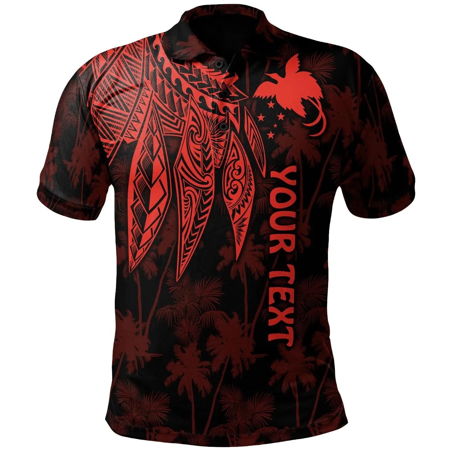Papua New Guinea Personalised Polo Shirt - Polynesian Wings (Red)- BN15 Papua New Guinea Personalised Polo Shirt - Polynesian Wings (Red)- BN15