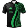 Papua New Guinea Polo Shirt Green - Polynesian Tentacle Tribal Pattern - BN11