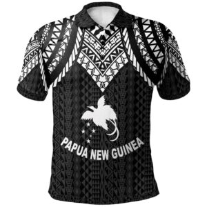Papua New Guinea Polo Shirt - Polynesian Armor Style Black - BN39
