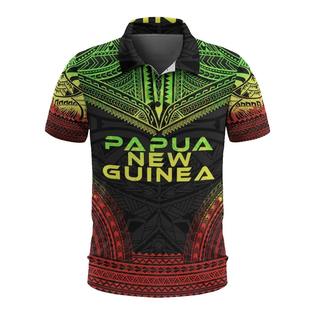 Papua New Guinea Polo Shirt - Polynesian Chief Reggae Version - BN10 Papua New Guinea Polo Shirt - Polynesian Chief Reggae Version - BN10