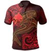 Papua New Guinea Polo Shirt - Red Shark Polynesian Tattoo - BN18