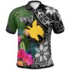 Papua New Guinea Polo Shirt - Turtle Plumeria Banana Leaf - BN11