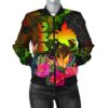 Papua New Guinea Polynesian Women's Bomber Jacket - Hibiscus and Banana Leaves - BN15 Bomber Jacket