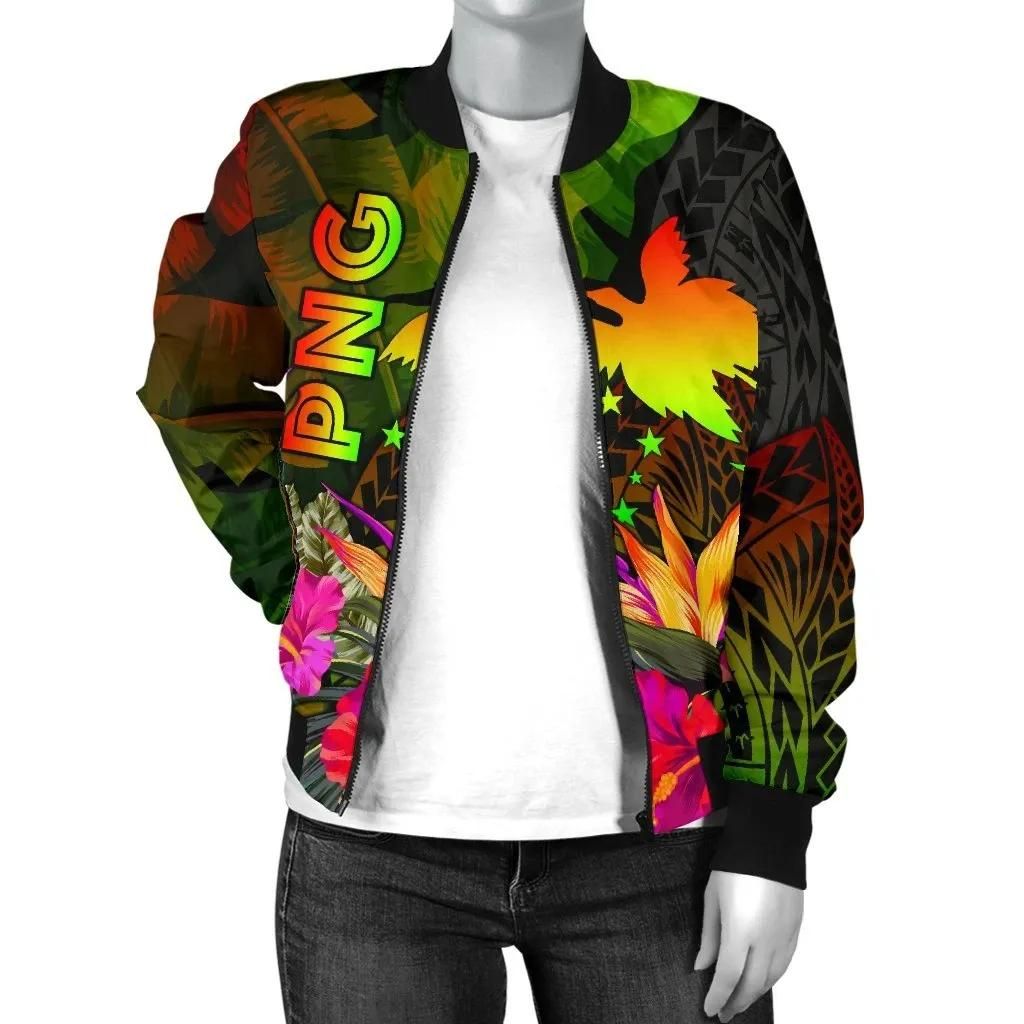 Papua-New-Guinea-Polynesian-Womens-Bomber-Jacket-Hibiscus-and-Banana-Leaves-BN15-Bomber-Jacket-2