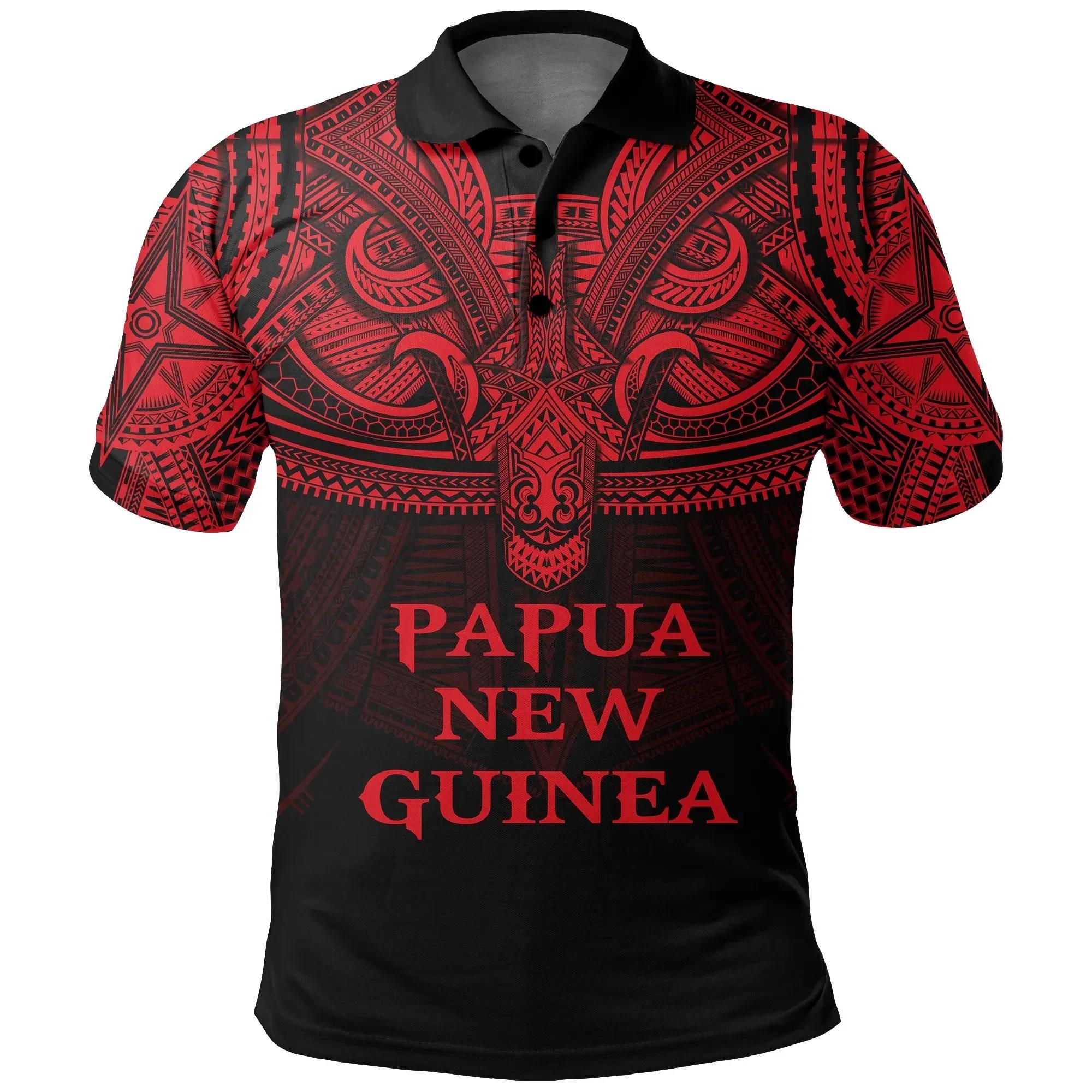 Papua New Guinea (Red) Polo Shirt Polynesian A15 Papua New Guinea (Red) Polo Shirt Polynesian A15