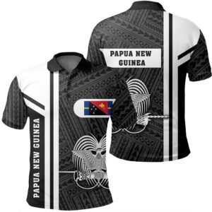 Papua New Guinea White Polo Shirt- Boba Style - AH - J14