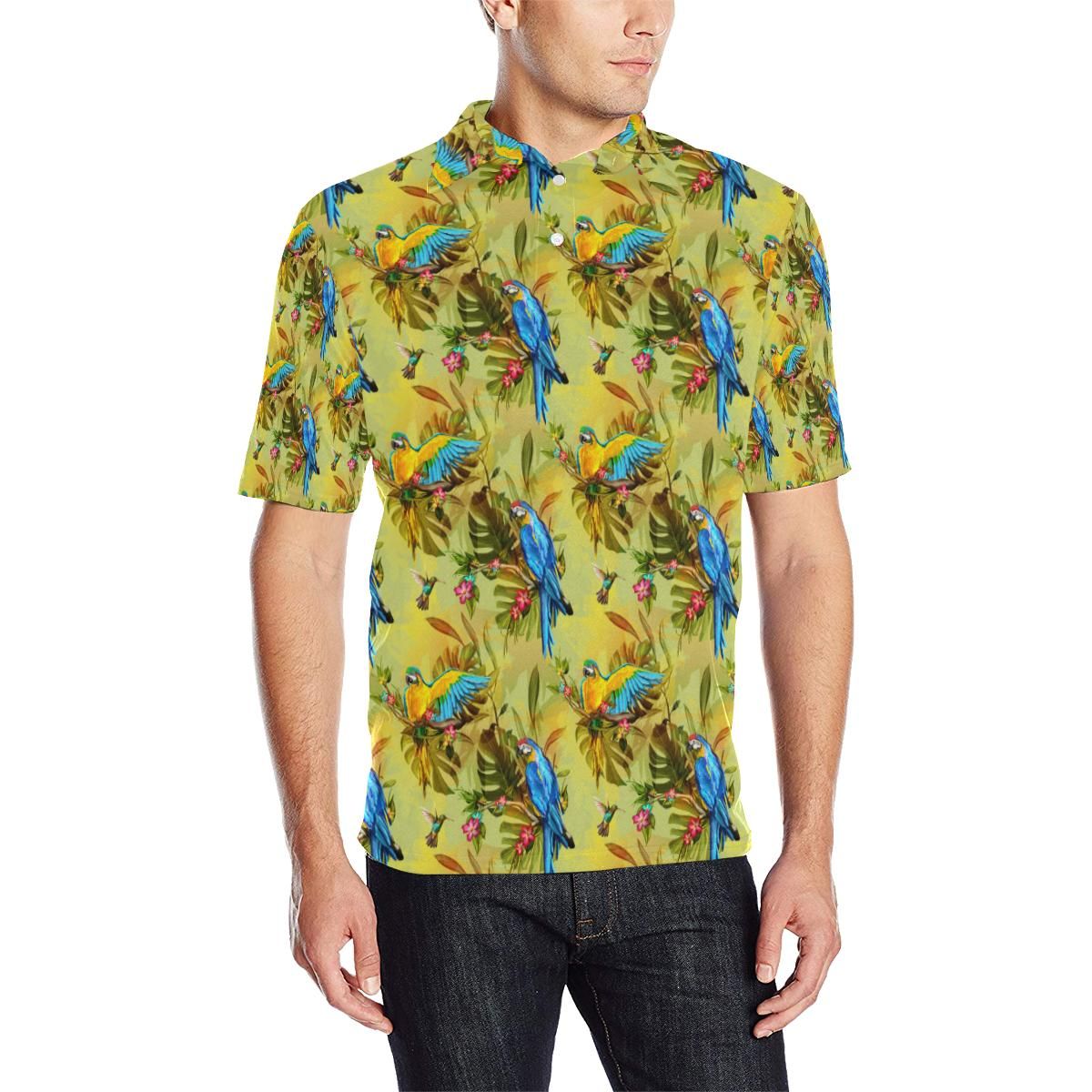 Parrot Pattern Print Design A02 Men Polo Shirt Parrot Pattern Print Design A02 Men Polo Shirt