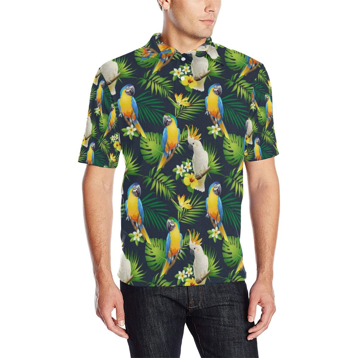 Parrot Pattern Print Design A03 Men Polo Shirt Parrot Pattern Print Design A03 Men Polo Shirt
