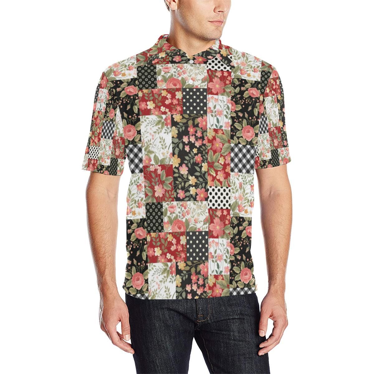 Patchwork Flower Pattern Print Design 03 Men Polo Shirt Patchwork Flower Pattern Print Design 03 Men Polo Shirt