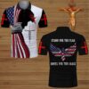 Patriotic Kneel For The Cross American Flag Wings Polo Shirt