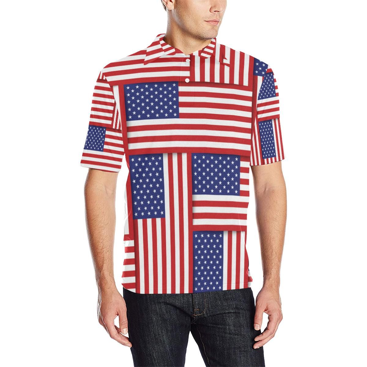 Patriotic Us Flag Pattern Print Design A01 Men Polo Shirt Patriotic Us Flag Pattern Print Design A01 Men Polo Shirt