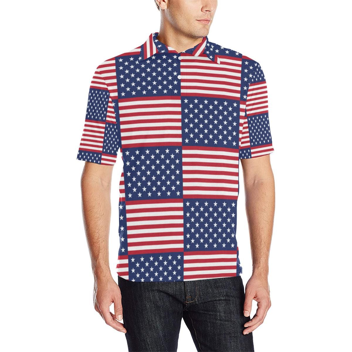 Patriotic Us Flag Pattern Print Design A03 Men Polo Shirt Patriotic Us Flag Pattern Print Design A03 Men Polo Shirt