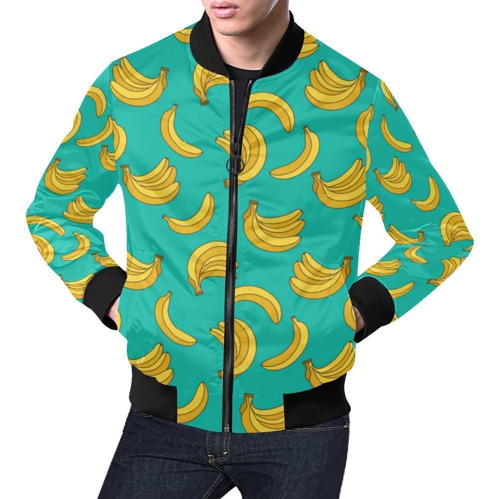 Pattern Print Banana Mens Bomber Jacket Pattern Print Banana Mens Bomber Jacket
