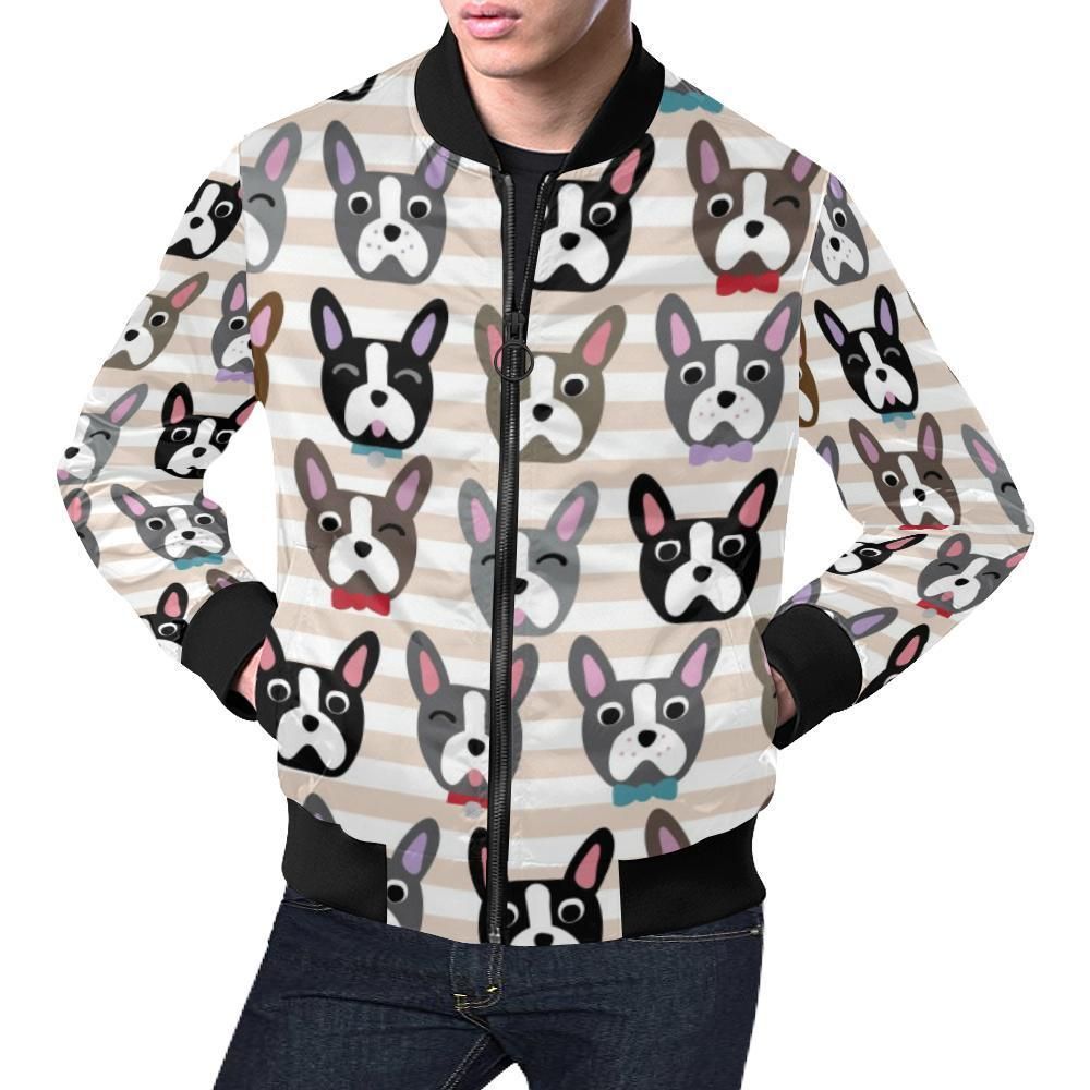 Pattern Print Boston Terrier Mens Bomber Jacket Pattern Print Boston Terrier Mens Bomber Jacket