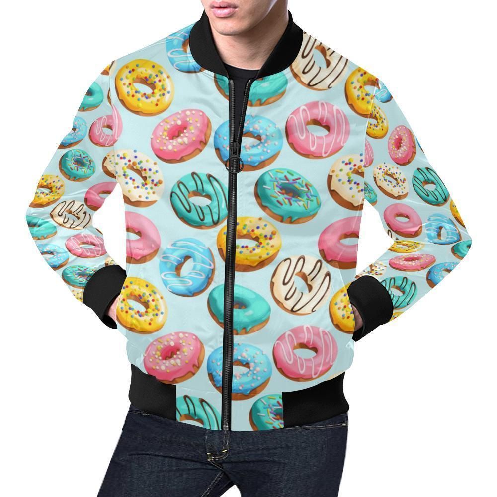 Pattern Print Colorful Donut Mens Bomber Jacket Pattern Print Colorful Donut Mens Bomber Jacket