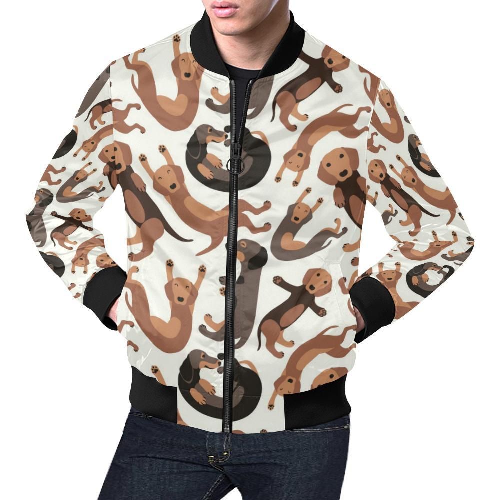 Pattern Print Dachshund Wiener Dog Mens Bomber Jacket Pattern Print Dachshund Wiener Dog Mens Bomber Jacket
