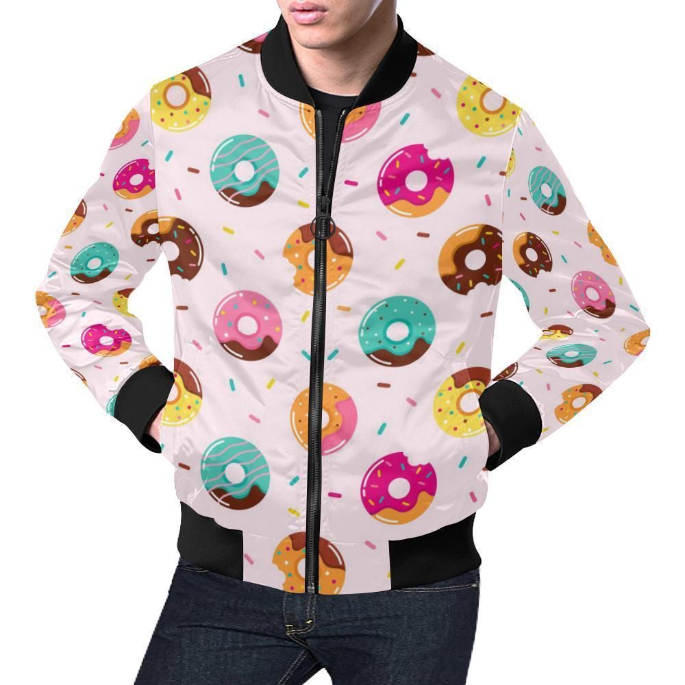 Pattern Print Donut Mens Bomber Jacket Pattern Print Donut Mens Bomber Jacket