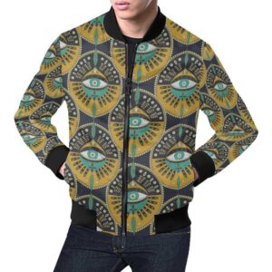 Pattern Print Evil Eye Mens Bomber Jacket
