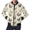 Pattern Print Farm Chicken Hen Mens Bomber Jacket