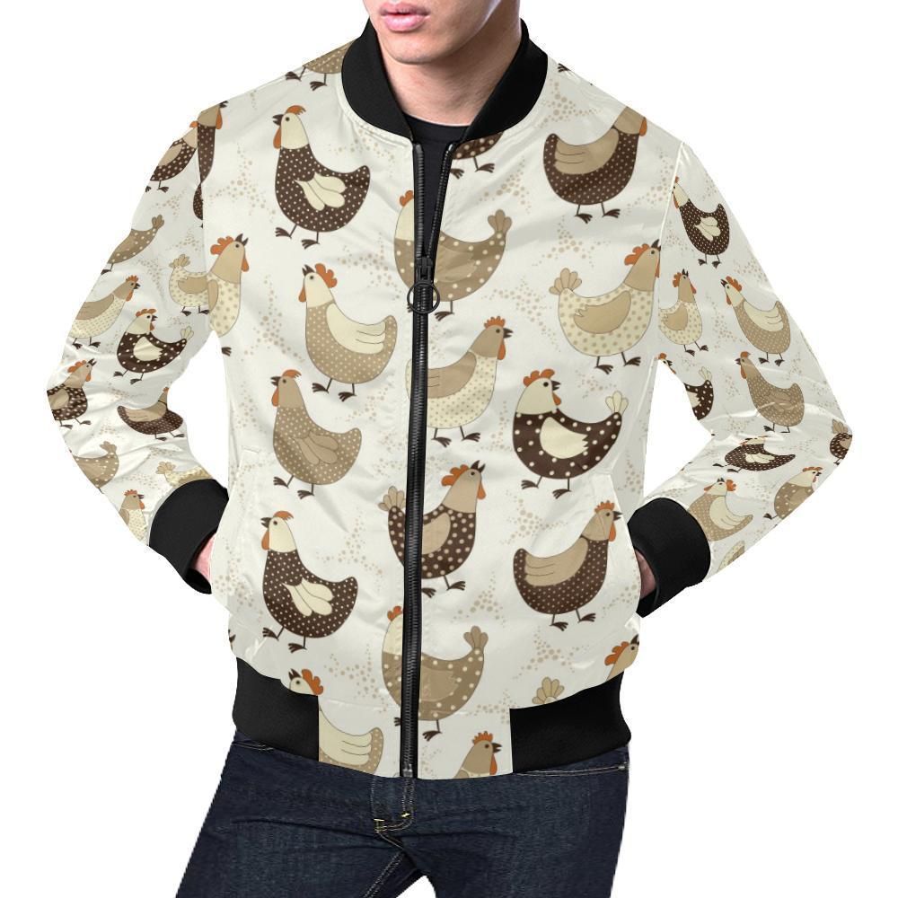 Pattern Print Farm Chicken Hen Mens Bomber Jacket Pattern Print Farm Chicken Hen Mens Bomber Jacket