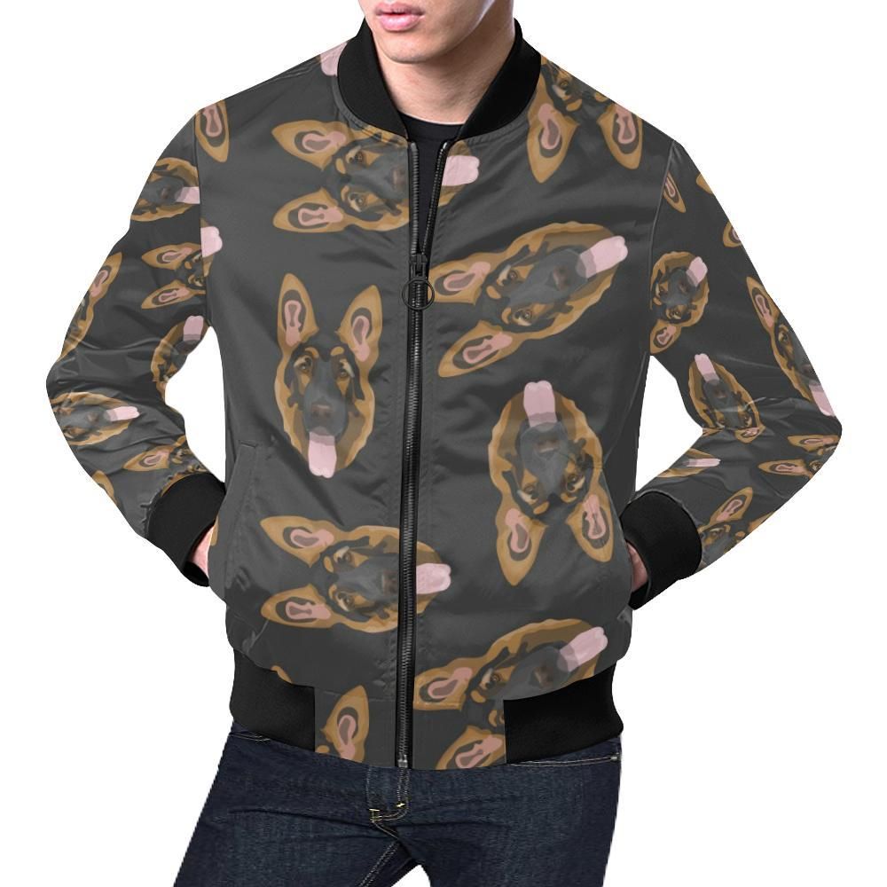 Pattern Print German Shepherd Mens Bomber Jacket Pattern Print German Shepherd Mens Bomber Jacket