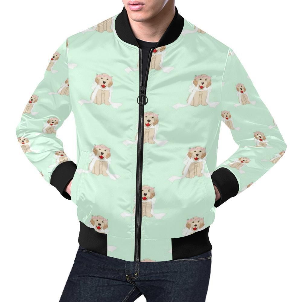 Pattern Print Golden Retriever Mens Bomber Jacket Pattern Print Golden Retriever Mens Bomber Jacket
