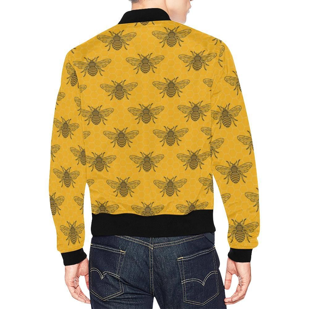 Pattern-Print-Honey-Bee-Diagram-Gifts-Mens-Bomber-Jacket-2