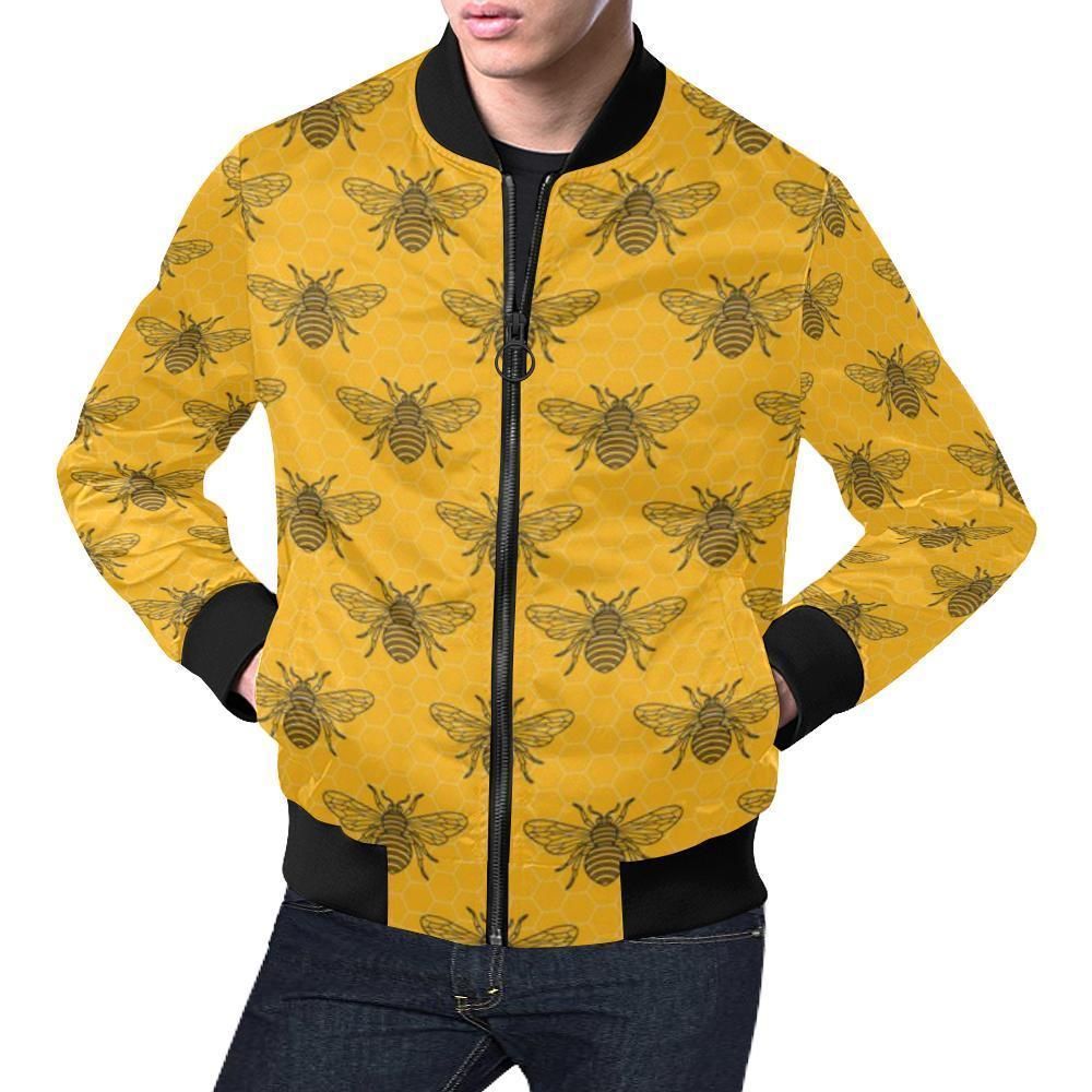 Pattern Print Honey Bee Diagram Gifts Mens Bomber Jacket Pattern Print Honey Bee Diagram Gifts Mens Bomber Jacket