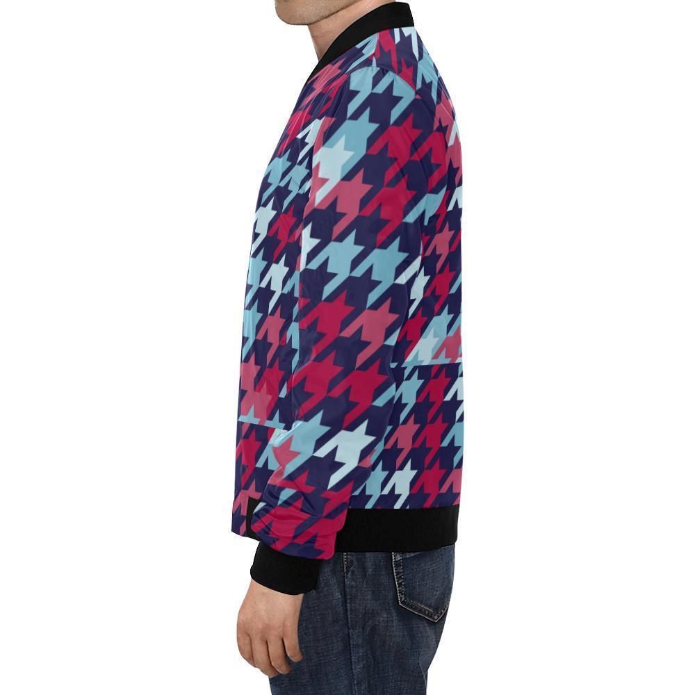 Pattern-Print-Houndstooth-Mens-Bomber-Jacket-1