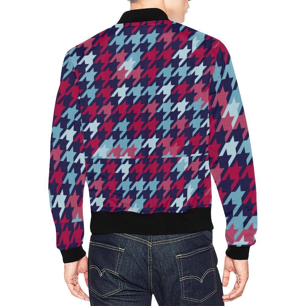 Pattern-Print-Houndstooth-Mens-Bomber-Jacket-2