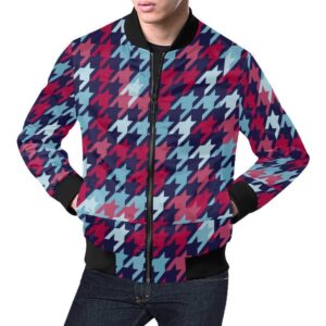 Pattern Print Houndstooth Mens Bomber Jacket