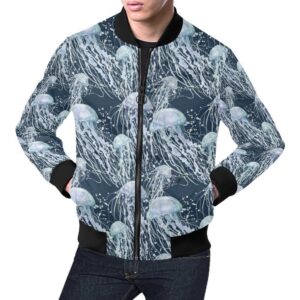 Pattern Print Jellyfish Mens Bomber Jacket