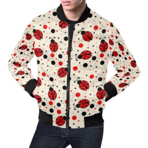 Pattern Print Ladybug Mens Bomber Jacket