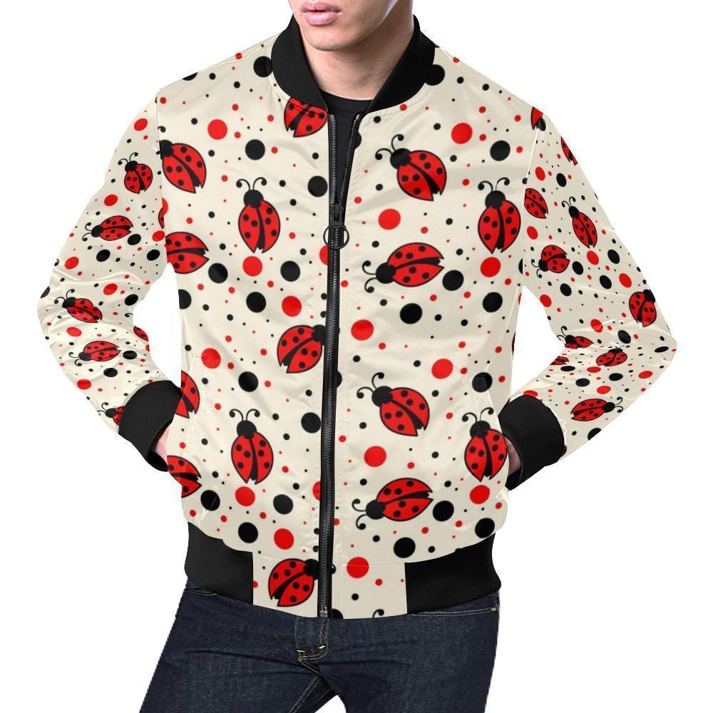 Pattern Print Ladybug Mens Bomber Jacket Pattern Print Ladybug Mens Bomber Jacket