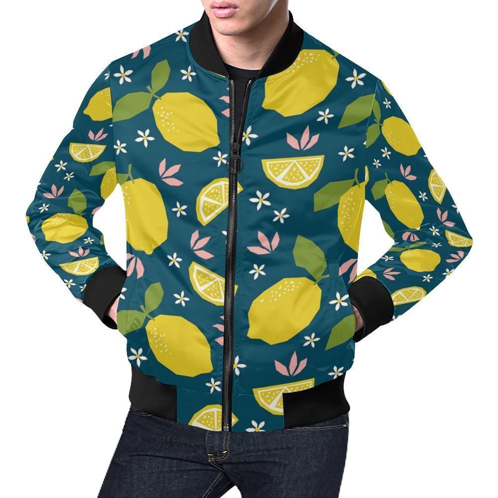 Pattern Print Lemon Mens Bomber Jacket Pattern Print Lemon Mens Bomber Jacket