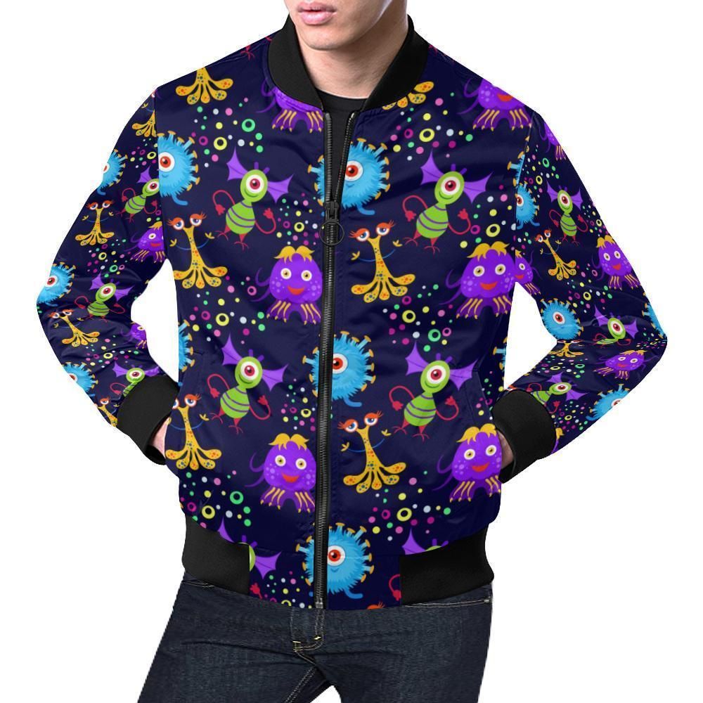 Pattern Print Ufo Alien Mens Bomber Jacket Pattern Print Ufo Alien Mens Bomber Jacket