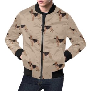 Paw German Shepherd Pattern Print Mens Bomber Jacket