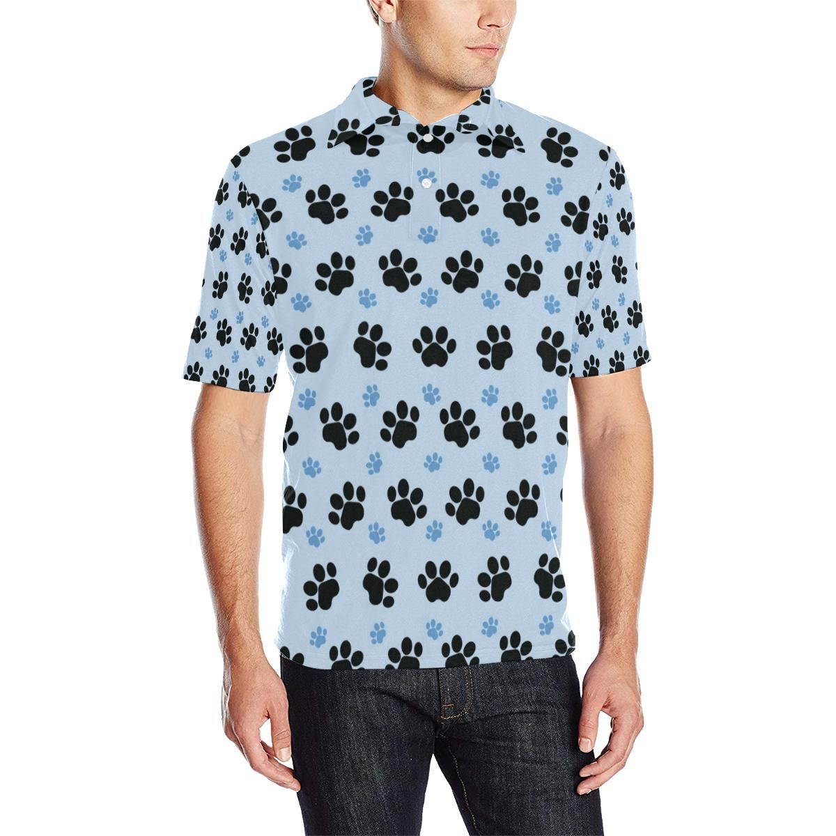 Paw Pattern Print Design A04 Men Polo Shirt Paw Pattern Print Design A04 Men Polo Shirt