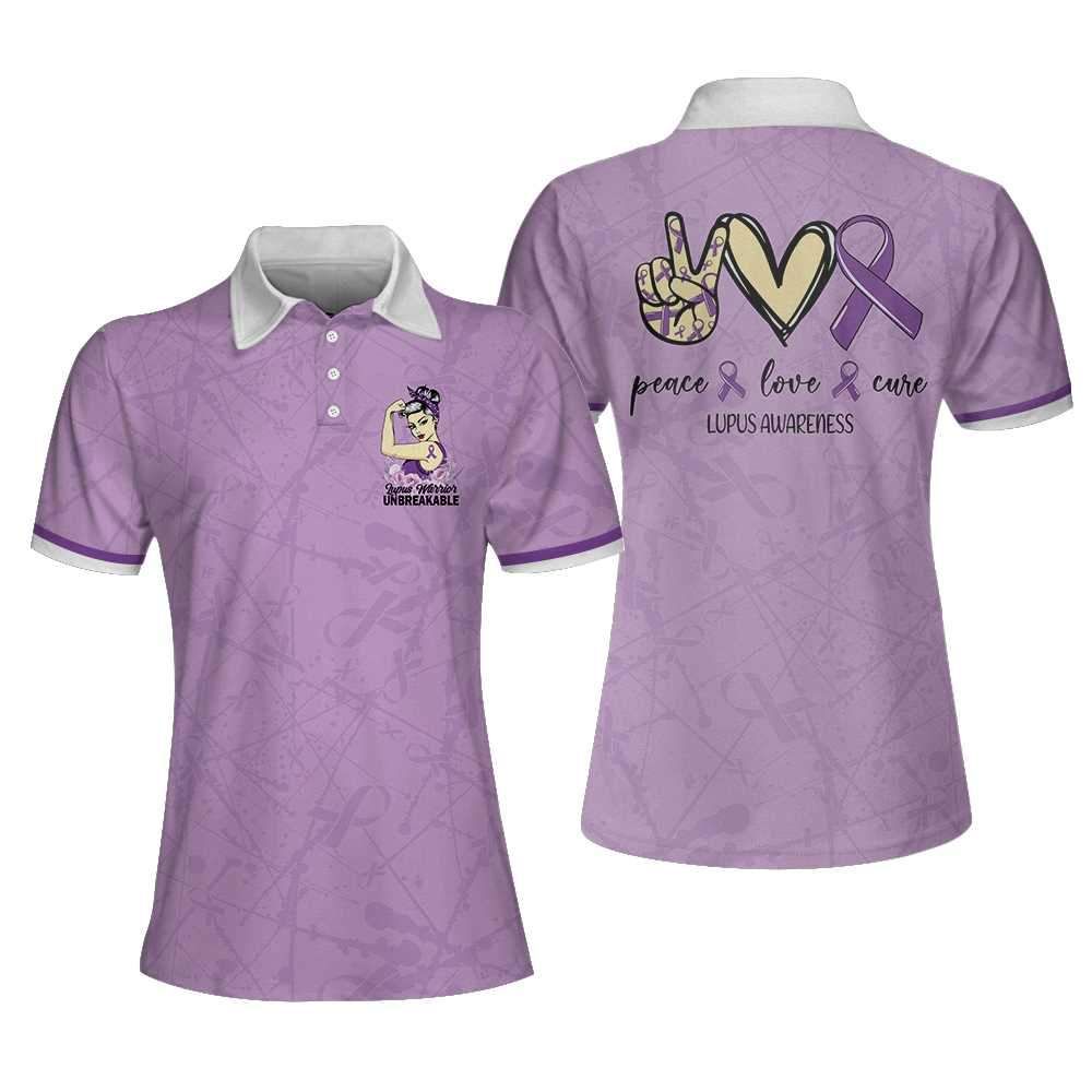 Peace Love Cure Lupus Awareness Short Sleeve Polo Shirt #H Peace Love Cure Lupus Awareness Short Sleeve Polo Shirt #H
