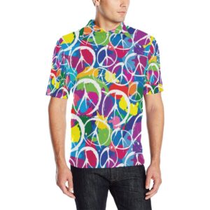 Peace Sign Colorful Pattern Print Design A02 Men Polo Shirt