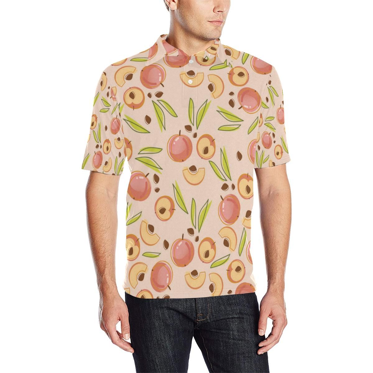 Peach Pattern Print Design A01 Men Polo Shirt Peach Pattern Print Design A01 Men Polo Shirt