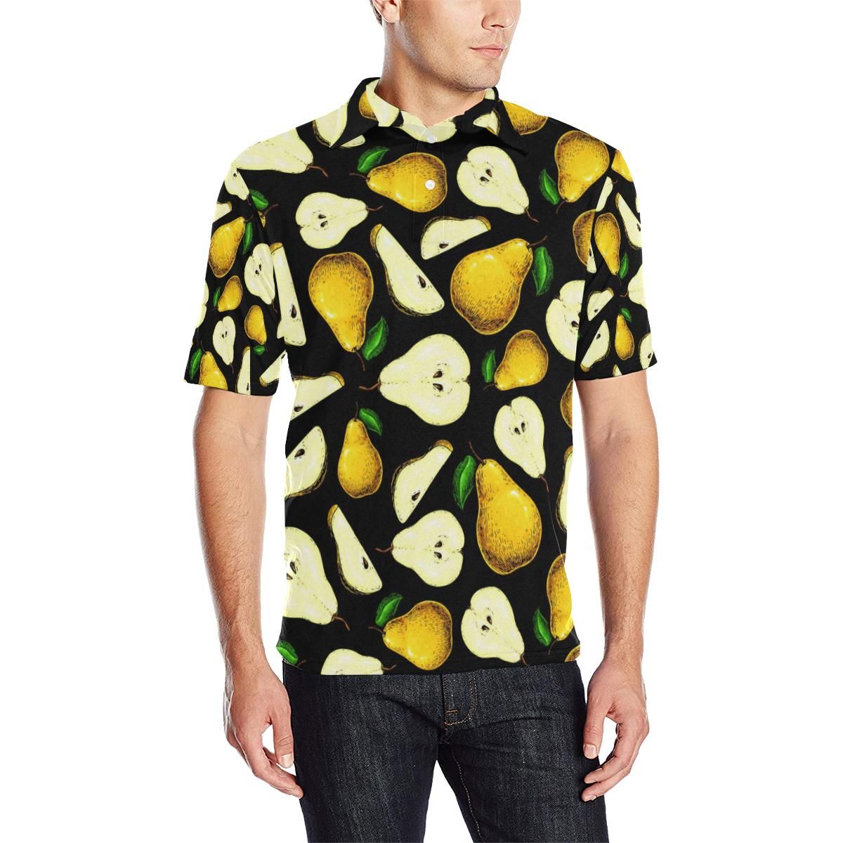 Pear Pattern Print Design Pe01 Men Polo Shirt Pear Pattern Print Design Pe01 Men Polo Shirt