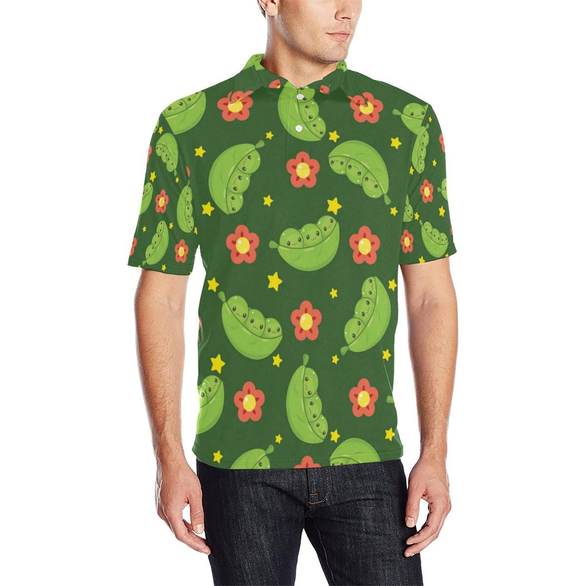 Peas Pattern Print Design A01 Men Polo Shirt Peas Pattern Print Design A01 Men Polo Shirt