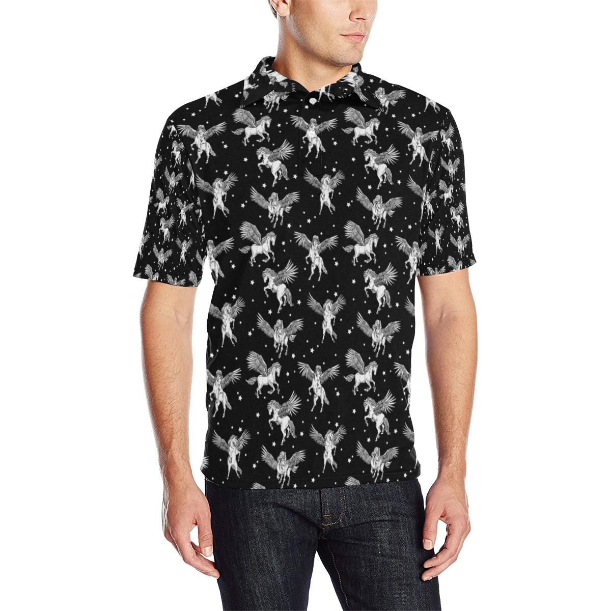 Pegasus Pattern Print Design 01 Men Polo Shirt Pegasus Pattern Print Design 01 Men Polo Shirt