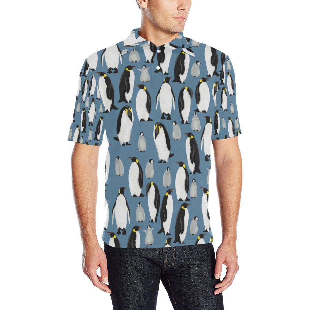 Penguin Pattern Print Design A03 Men Polo Shirt Penguin Pattern Print Design A03 Men Polo Shirt