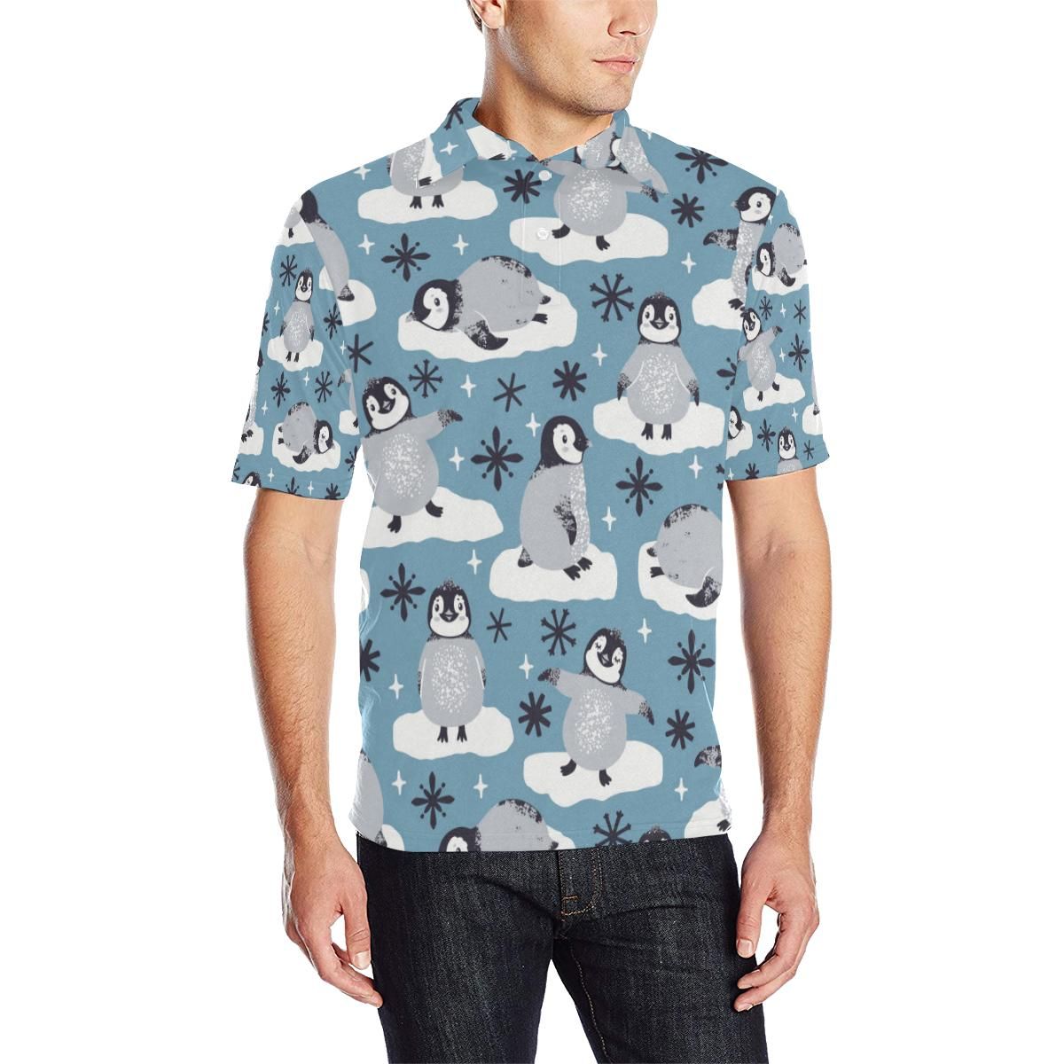 Penguin Pattern Print Design A05 Men Polo Shirt Penguin Pattern Print Design A05 Men Polo Shirt